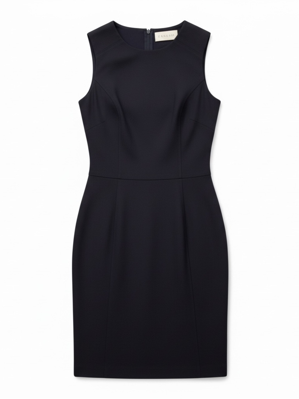 Canvas By Lands‎ End Black Sleeveless 100% Wool Midi Pleaded Sheath Dress Size 0